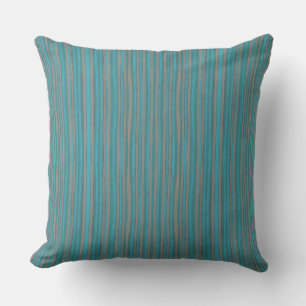 Grey & turquoise stripes, pattern, narrow stripe cushion