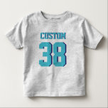 Grey & Turquoise Toddler | Sports Jersey Design T-Shirt<br><div class="desc">Grey & Turquoise Toddler | Sports Jersey Design  • Football Jersey Toddler T-Shirt</div>