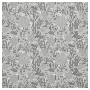 Grey Turtle Pattern Fabric