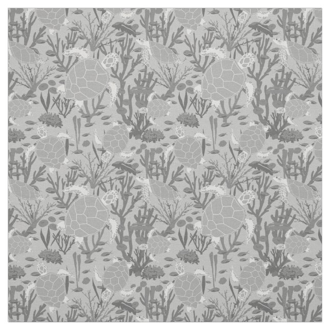 Grey Turtle Pattern Fabric (Swatch)