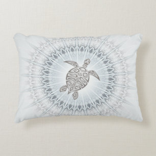 "Grey Turtle Radiance"   Turtle And Mandala  Decorative Cushion