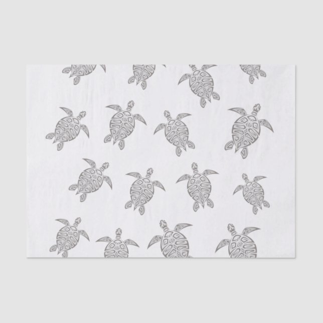 Grey Turtles Pattern Tissue Paper (Front)