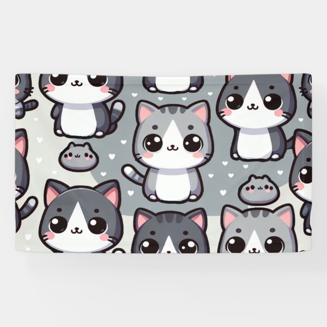 Grey Tuxedo Cats Banner (Horizontal)