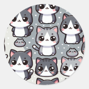 Grey Tuxedo Cats Classic Round Sticker