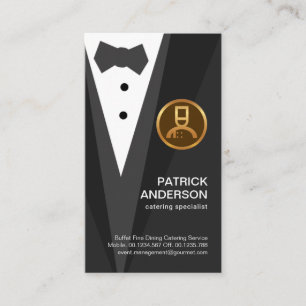 Grey Tuxedo Gold Chef Boutonniere Business Card