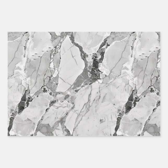 Grey "Twilight Marble Fantasy" Marble Texture Wrap Wrapping Paper Sheet (Front)