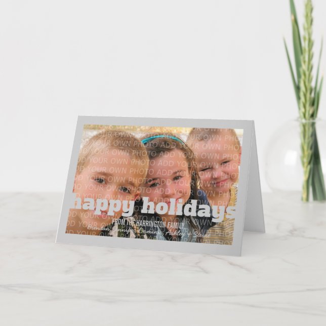 Grey Typography Happy Holidays Greeting Card (Front)