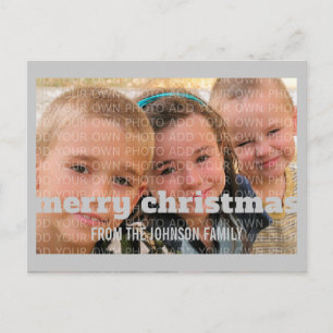 Grey Typography Merry Christmas Photo Postcard
