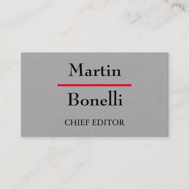 Grey Unique Modern Minimalist Business Card (Front)