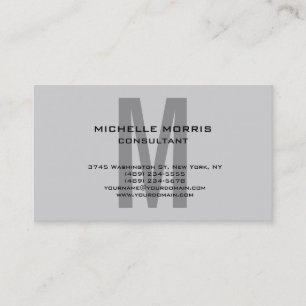 Grey Unique Original Classical Monogram Business Card