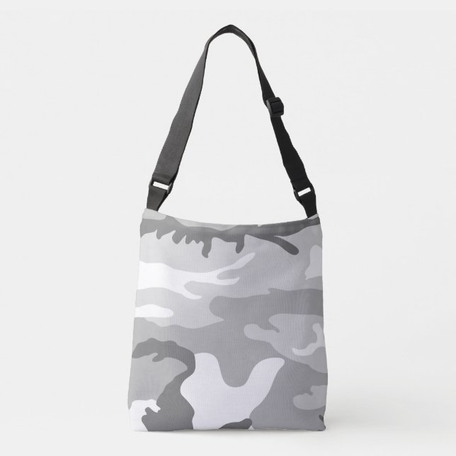 Grey Urban Military Camouflage Pattern Crossbody Bag (Front)