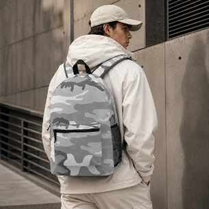Grey Urban Military Camouflage Pattern Printed Backpack