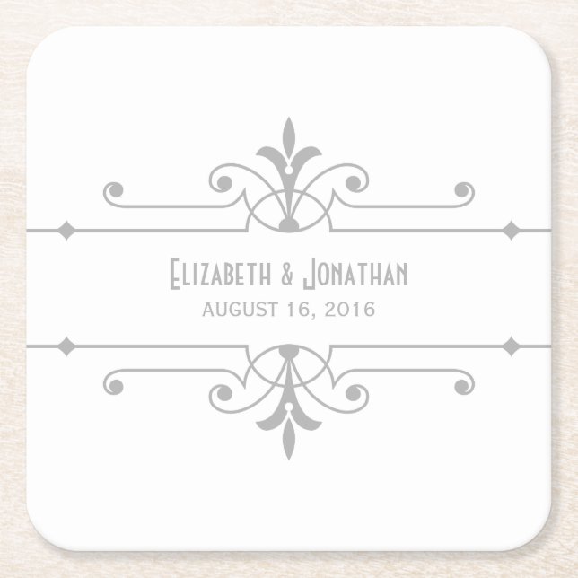Grey v2 Fancy Ornamental Paper Coasters (Front)