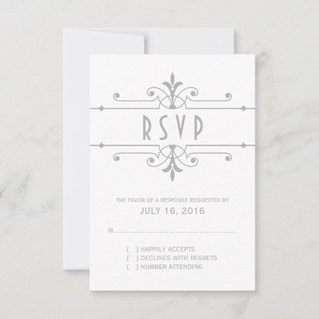 Grey v2 Fancy Ornamental Response Card (Front)