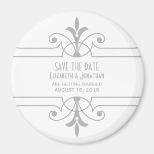 Grey v2 Fancy Ornamental Save the Date Magnet