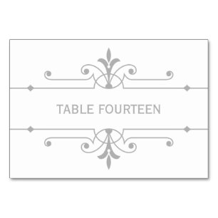 Grey v2 Fancy Ornamental Wedding Table Card