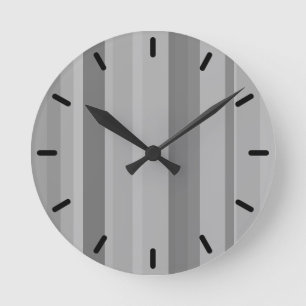Grey vertical stripes round clock