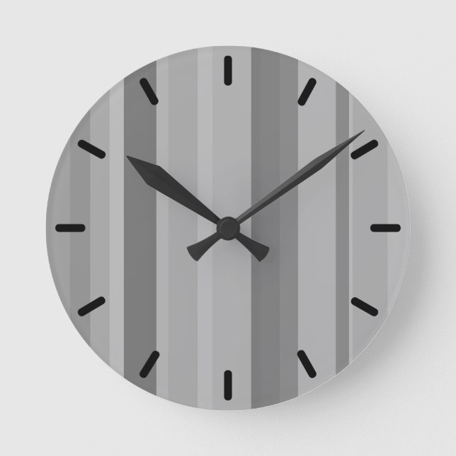 Grey vertical stripes round clock (Front)