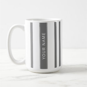 Grey Vertical Stripes with Your Name Mug