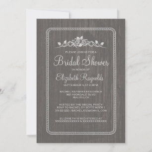 Grey Vintage Barn Wood Bridal Shower Invitations