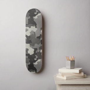 Grey Vintage Camo Realistic Worn Out Effect Skateboard