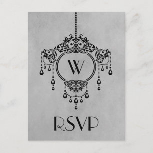 Grey Vintage Chandelier Response Postcard
