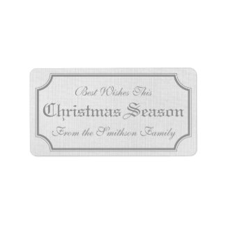 Grey Vintage Christmas Gift Label Stickers