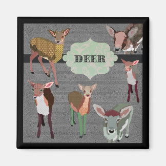 Grey Vintage Deer Magnet