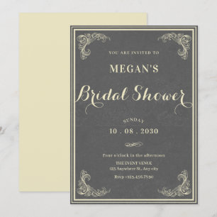 Grey vintage elegant baby shower invitation