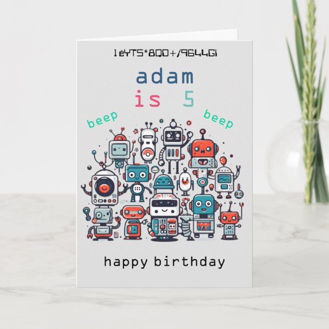 grey vintage retro sci fi Robot Birthday Cards (Front)