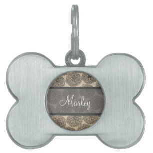 Grey Vintage Zinnia Pet Tag