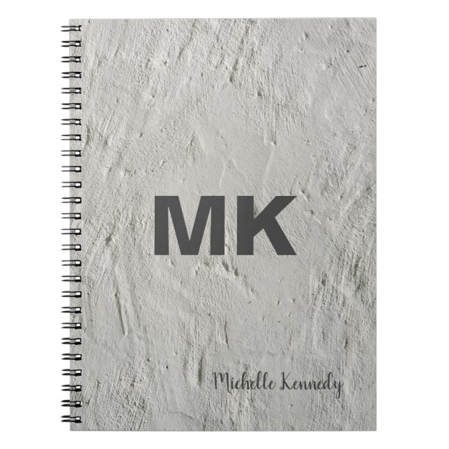 Grey Wall Monogrammed Professional Modern Notebook (Front)