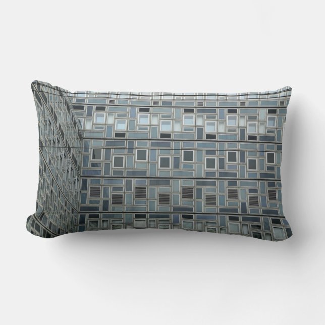 Grey wall paint building lumbar cushion (Front)