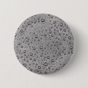 Grey water droplets 6 cm round badge