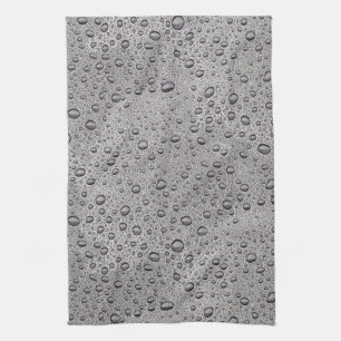 Grey water droplets tea towel
