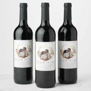 Grey Watercolor and Gold Dust Round Return Address Wine Label