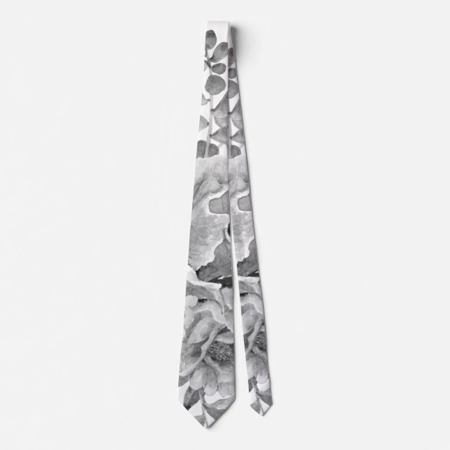 Grey watercolor cactus flowers, succulent n tie (Front)