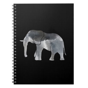Grey Watercolor Elephant Notebook