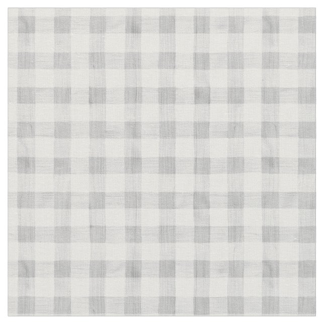 Grey Watercolor Gingham Fabric (Close Up)