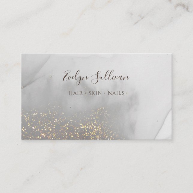 grey watercolor glitter business card (Front)