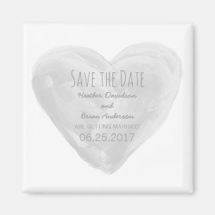 Grey Watercolor Heart Save the Date Magnet