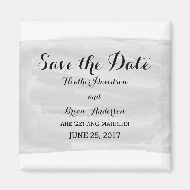Grey Watercolor Save the Date Magnet (Front)