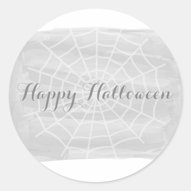 Grey Watercolor Spider Web Halloween Stickers (Front)