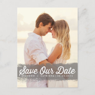 GREY WATERCOLOR SPLASH   SAVE THE DATE POSTCARD