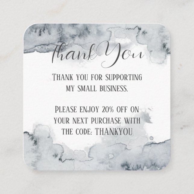 Grey Watercolor Thank You Card (Back)