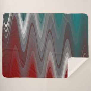 Grey waves on burgundy teal sherpa blanket