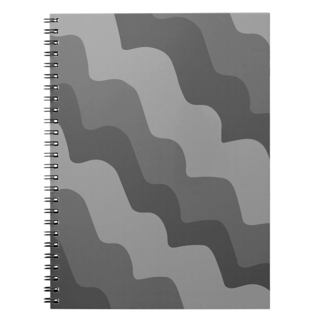 Grey wavy ocean waves gradient  notebook (Front)