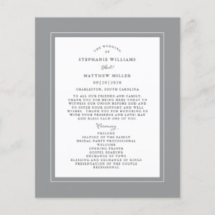 Grey Wedding Ceremony Elegant Budget Program