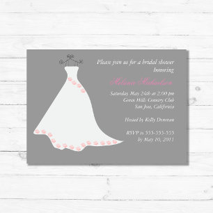 Grey Wedding Gown Bridal Shower Invitation