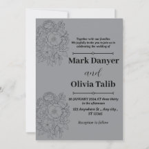 Grey wedding invitation / simple & romantic design